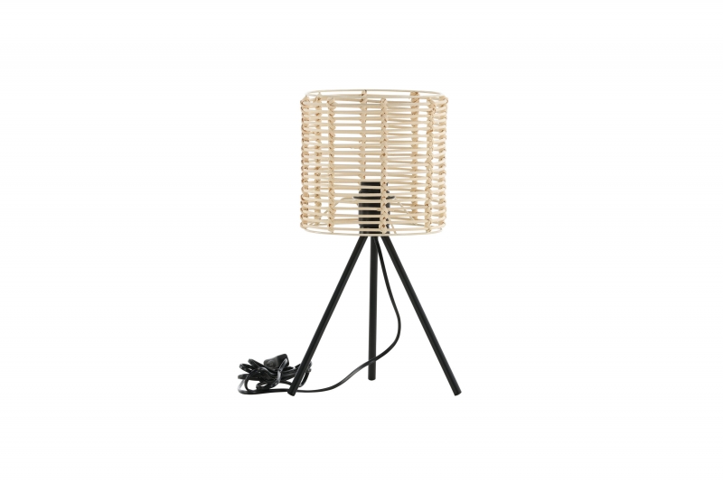 Fence bordlampe 40 cm i sort med rotting skærm