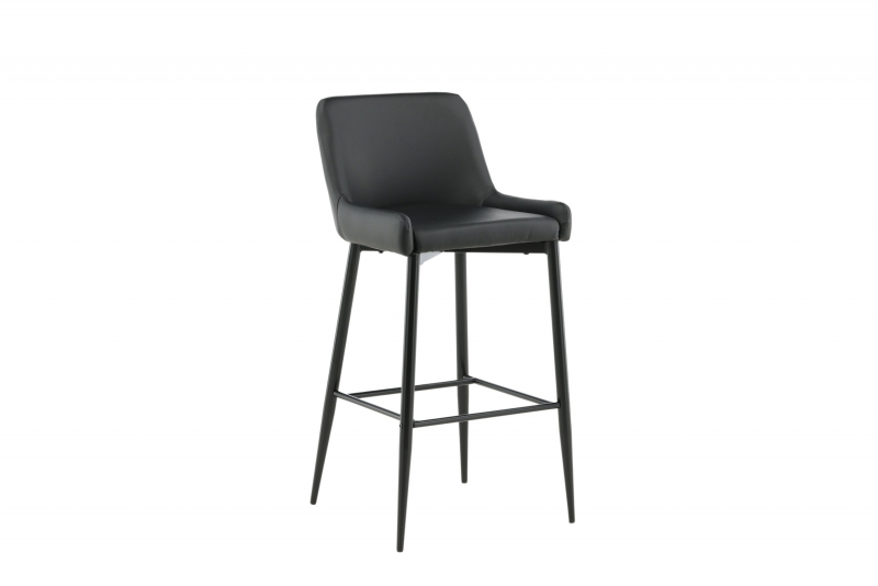 Plaza barstol med ryglæn 77cm i sort PU/polyester