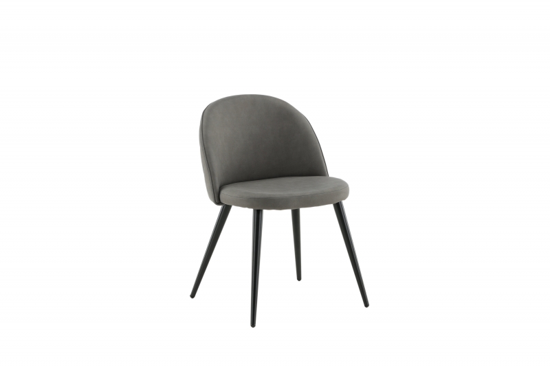 Velvet spisebordsstol i grå velour & linned med sort stel