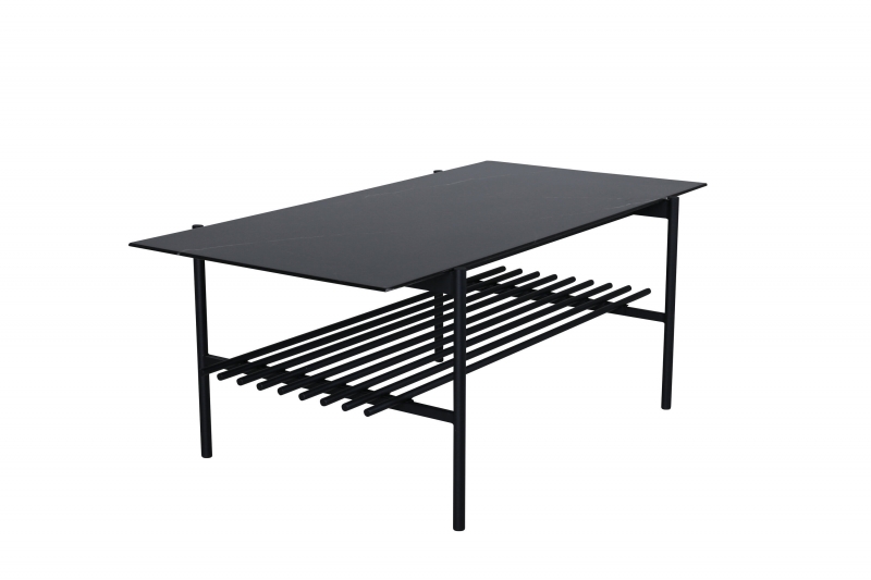 Von Staf sofabord 120x60 cm i sort marmorglas og stål