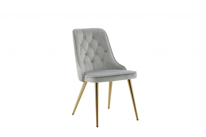 Velvet Deluxe spisebordsstol i grå velour med messingben