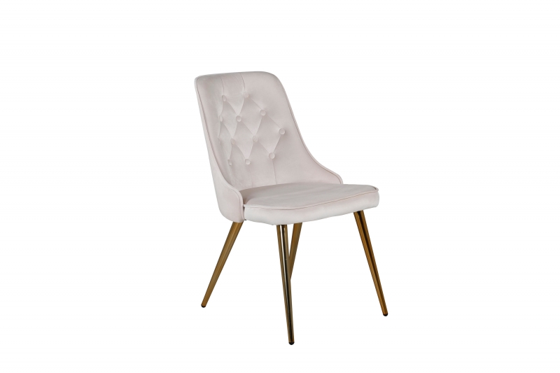 Velvet Deluxe spisebordsstol i beige velour med messingben