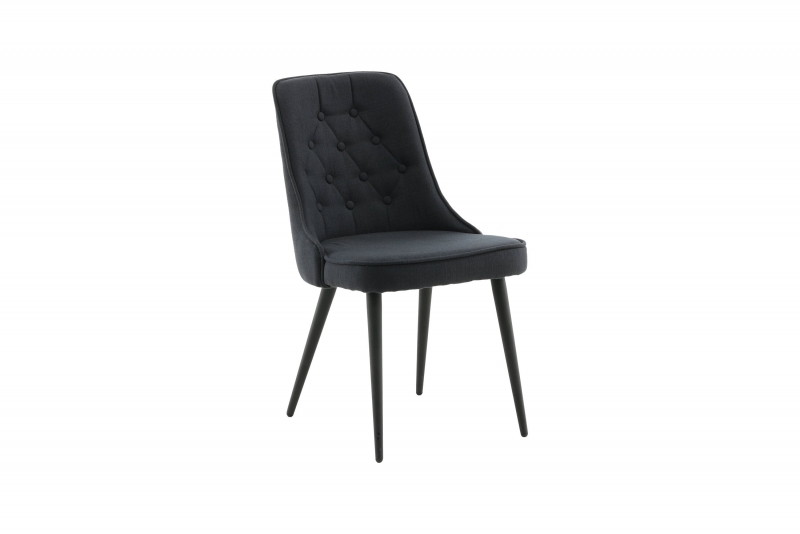 Velvet Deluxe spisebordsstol med sort stof og metalben
