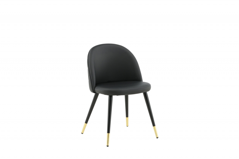 Velvet spisebordsstol i sort velour & linned med sort stel