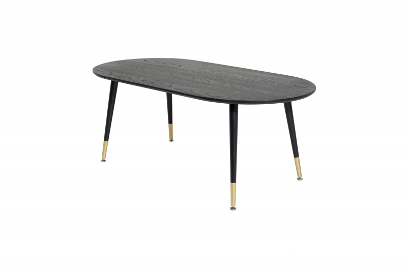 Dipp sofabord 120x60cm i sort med messingdetaljer