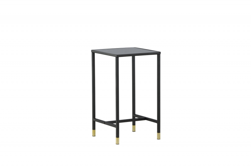 Dipp sidebord med marmorglas 40x40cm i sort stål