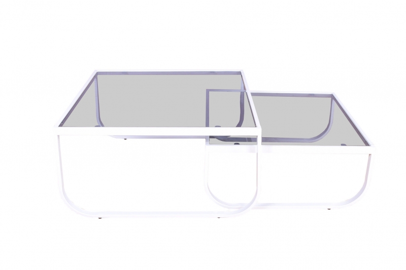 Rocker sofabords&aelig;t med glasbordplade hvid