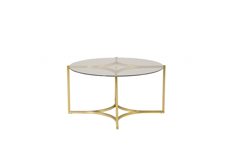 Kivik sofabord Ø90 cm i glas med guldstel