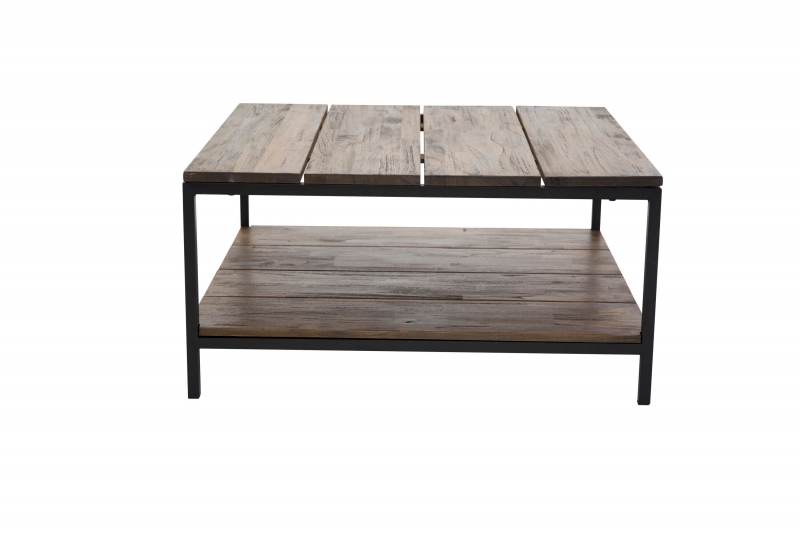 Padang sofabord 80x80cm i teak og sort stål