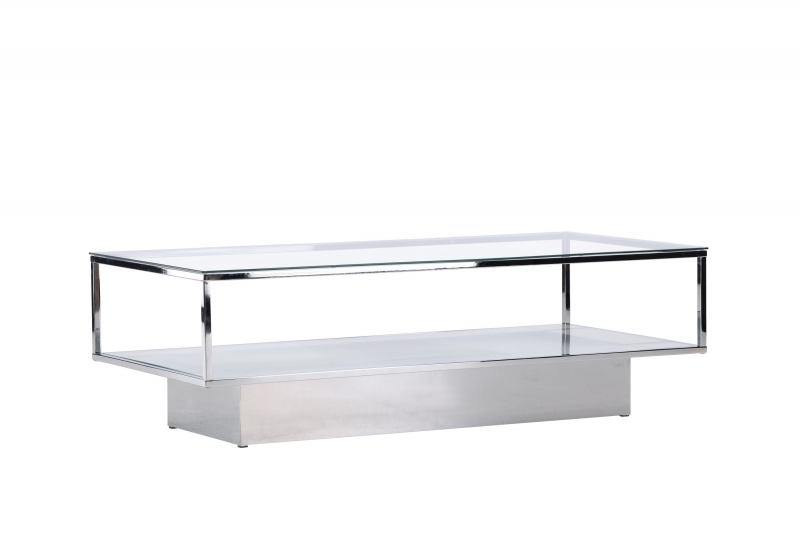 Maglehem sofabord 130x60cm glas og stål