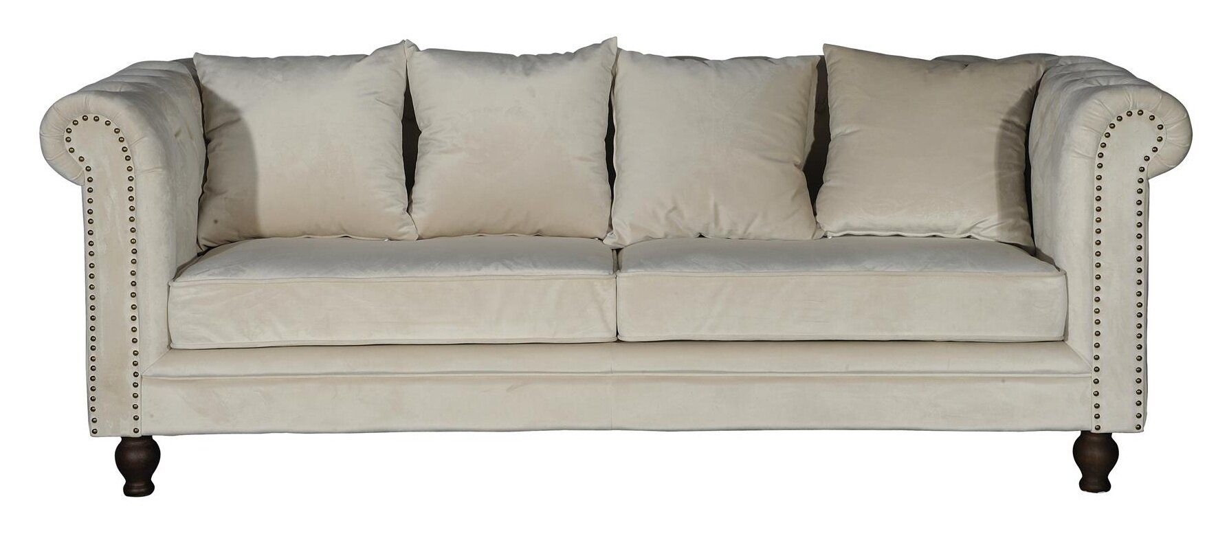 Velvet 3-personers sofa 217cm beige velour og træ