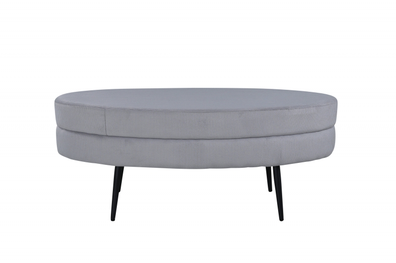 Otto Ottoman oval 100x40cm grå fløjl med sorte ben