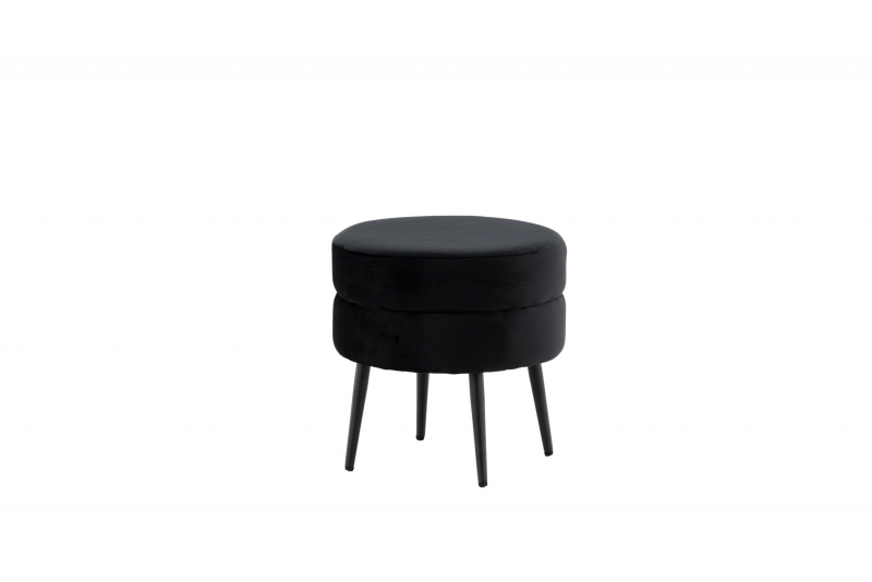 Pot puf Ø40cm i sort Teddy velour stof