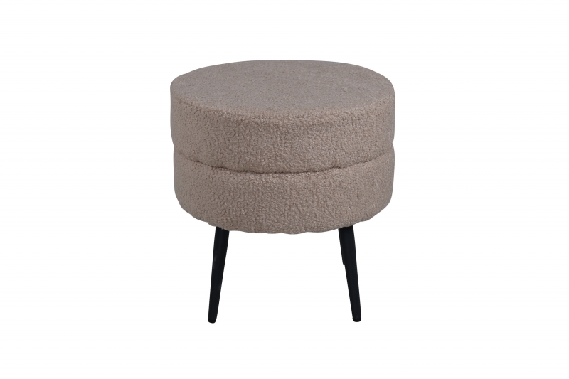 Pot puf Ø40cm med beige Teddy velour og sorte ben