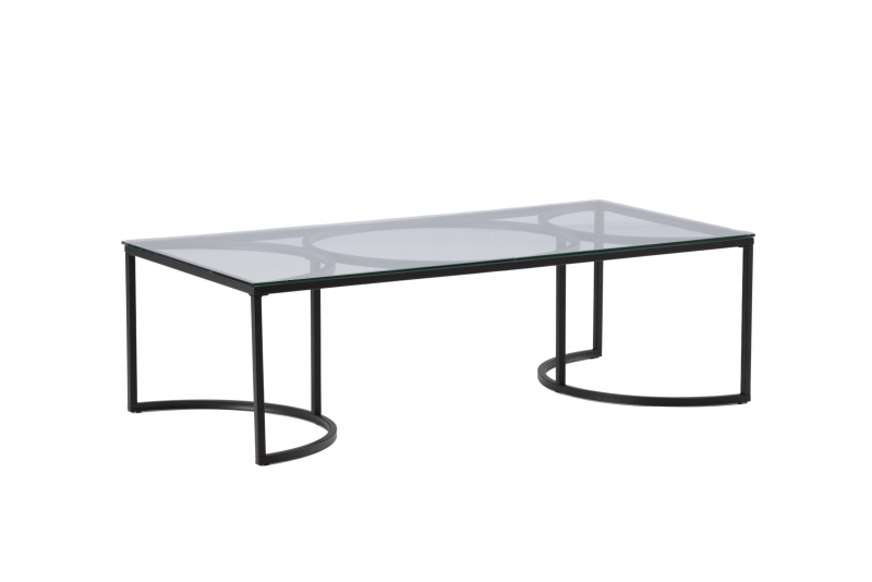 Skan&ouml;r sofabord med glasbordplade 140x70cm sort