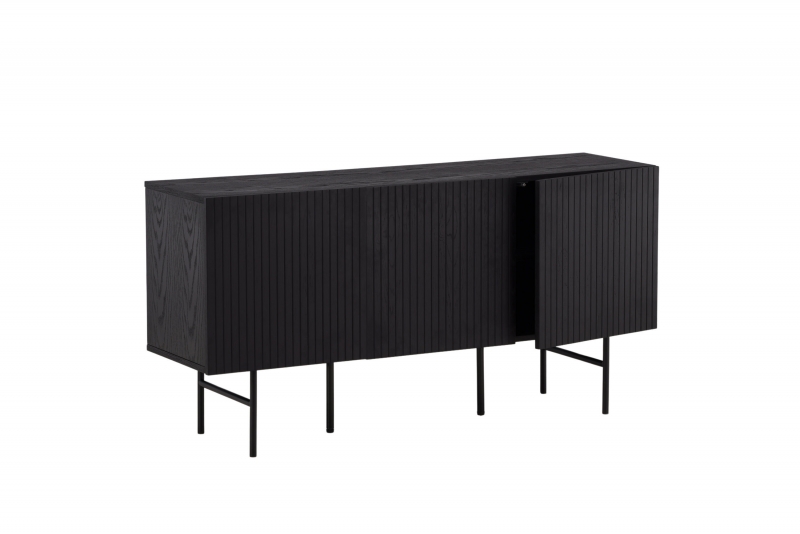 Björkön skab 150x75x42 cm i sort finér med låger