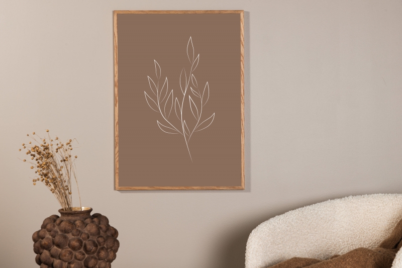 Plakat Drawed Leaf 21x30cm brun