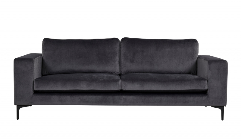 Bolero 3-personers sofa 215cm gr&aring;t velourstof og sort stel