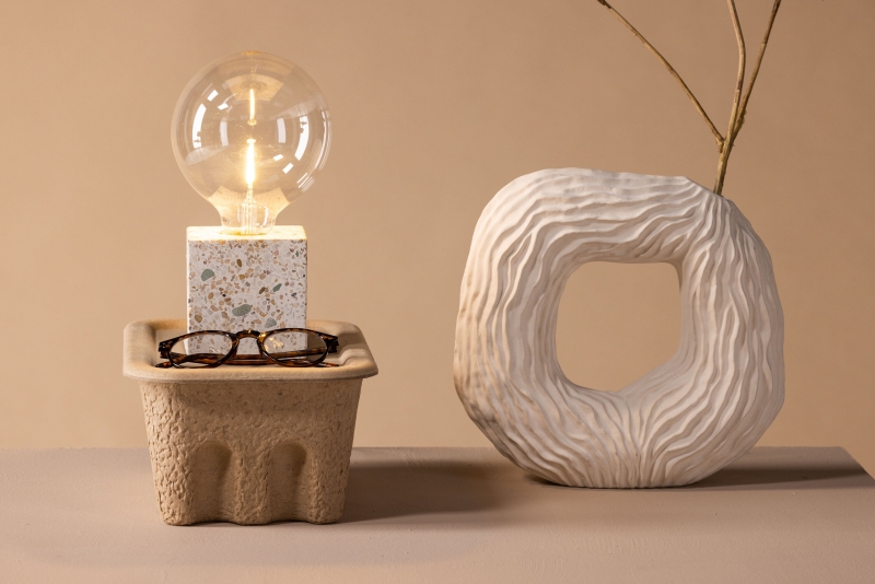 Rilche bordlampe 9cm terrazzo grå