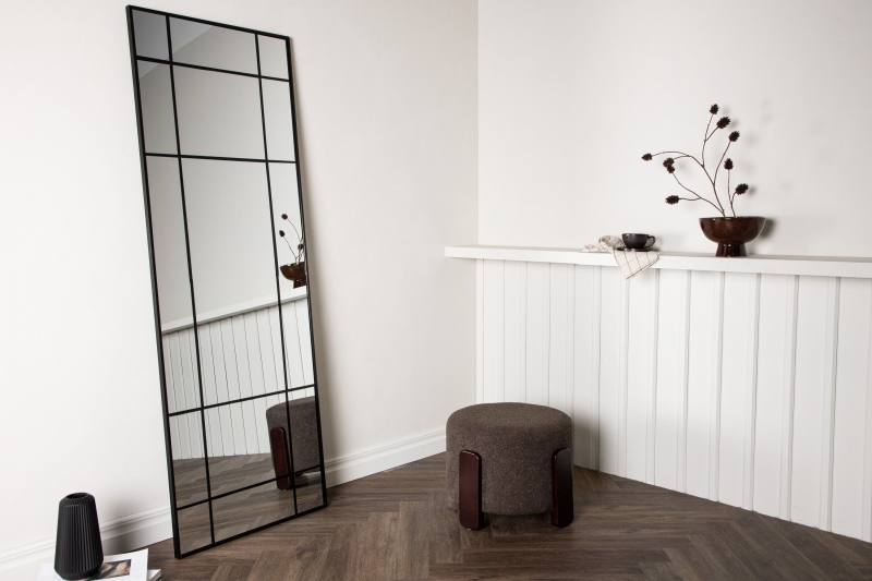 Lake stort gulvspejl 180x90cm med sort ramme