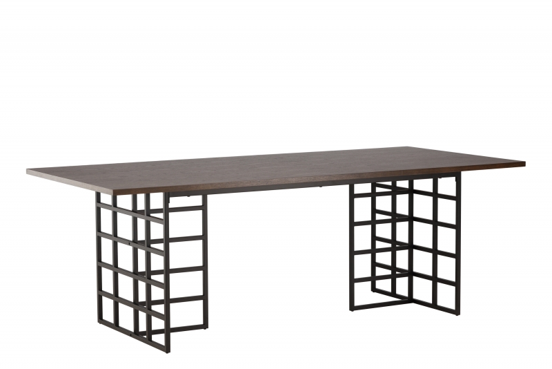 Ystad spisebord 220x100 cm mocca MDF med sort metalstel