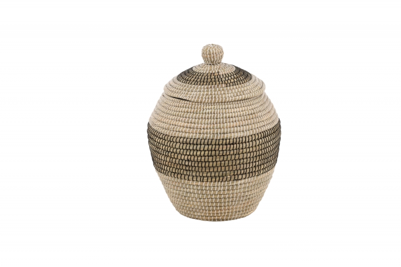 Chennai fletkurv i naturstrå Ø33cm højde 58cm natur og beige