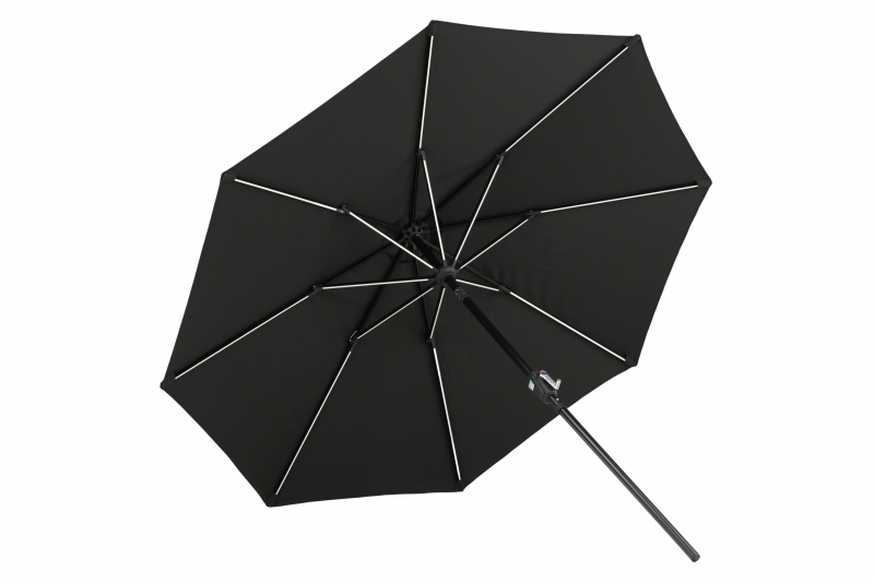 Sabal parasol med LED belysning &Oslash;270cm sort