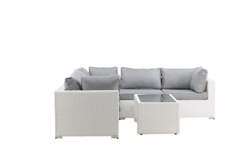 Amazon loungegruppe med bord i rattan hvid