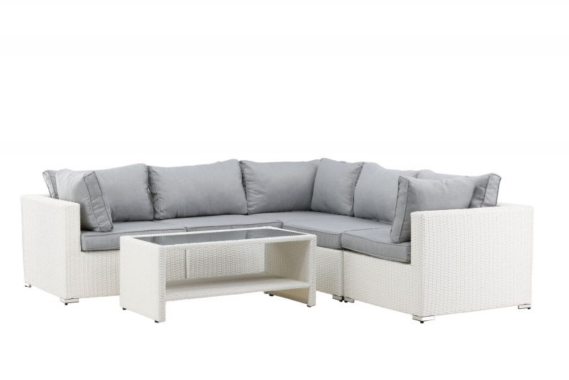 Amazon loungegruppe med bord i rattan hvid