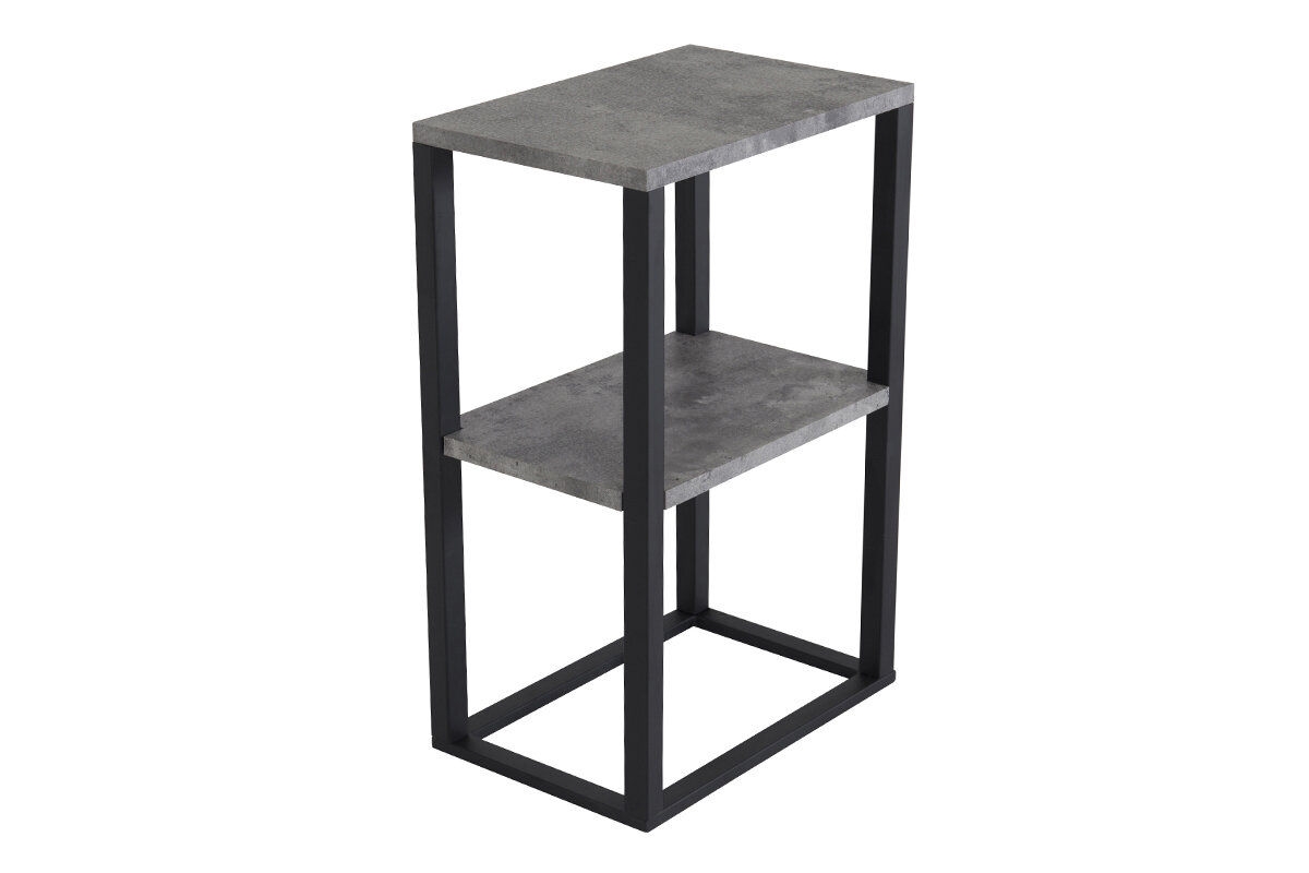 Rise hjørnebord med 2 hylder i betonlook 45x30cm sort