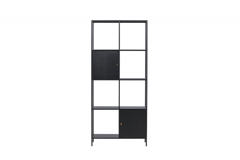 Porto reol 80x180x35cm med 2 lukkede skabe sort