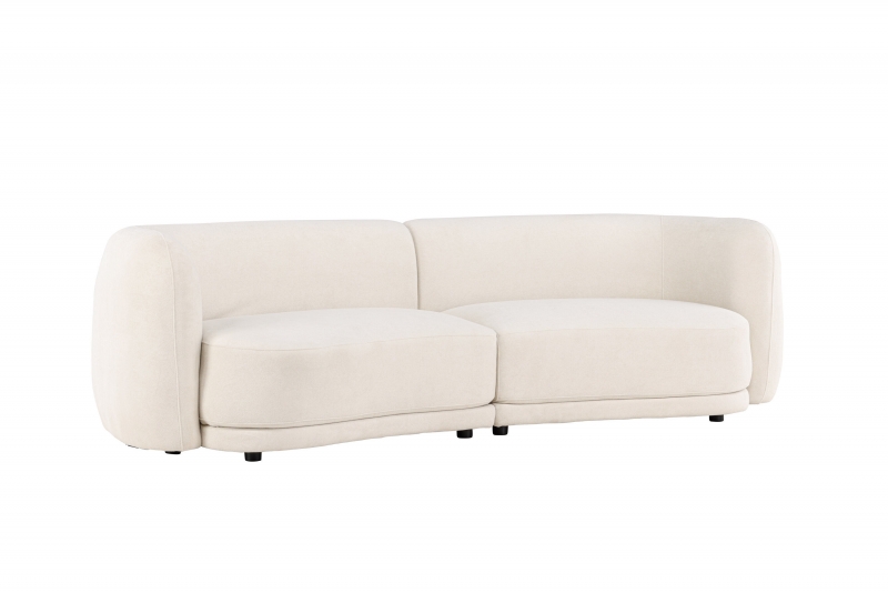 Cielo 3-personers sofa 268cm med buet design i hvidt stof