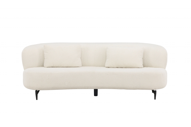 Luna sofa 3-personers hvid Boucle med sorte ben