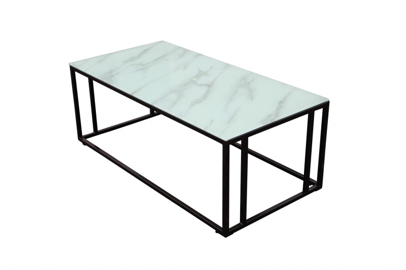 Rock 2.0 sofabord 120x60 cm med hvid marmorlook
