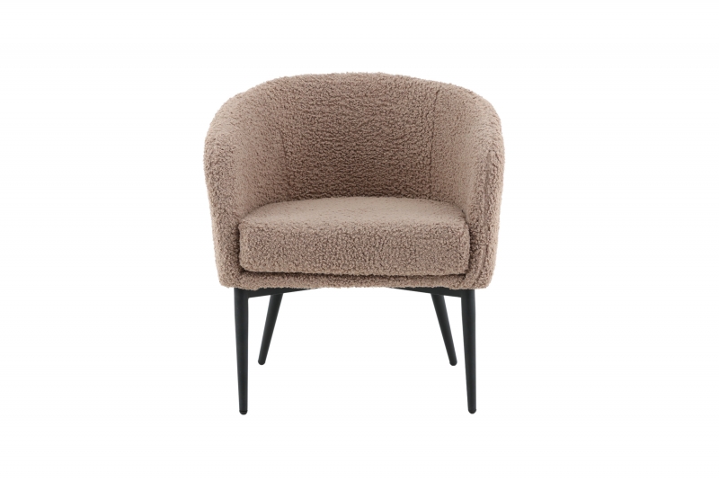 Fluffy l&aelig;nestol i bl&oslash;dt polyester teddy brun