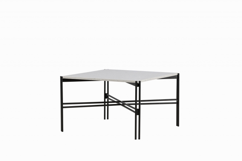 Razzia sofabord 75x75cm hvid terrazzo og sort stel