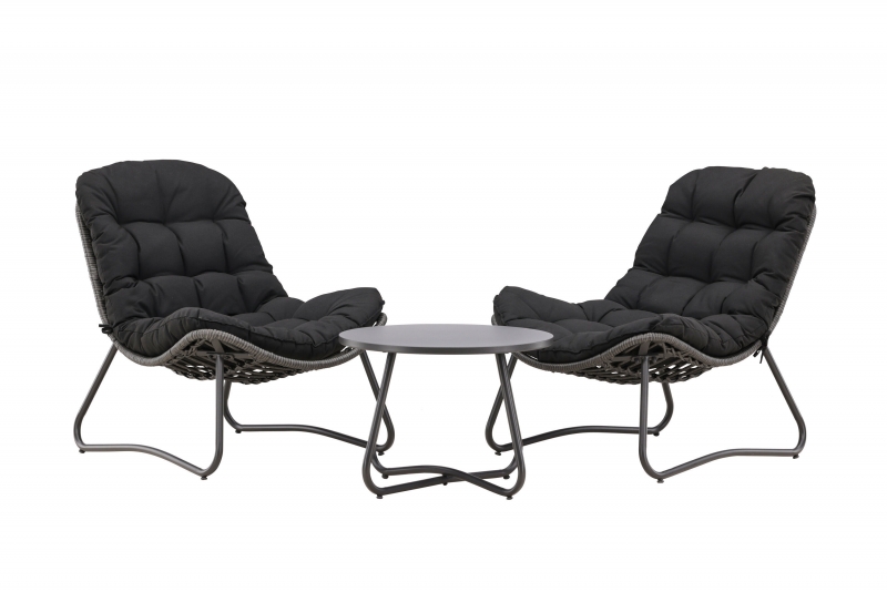 Cala loungesæt med 2 loungestole og 1 rundt bord antracit