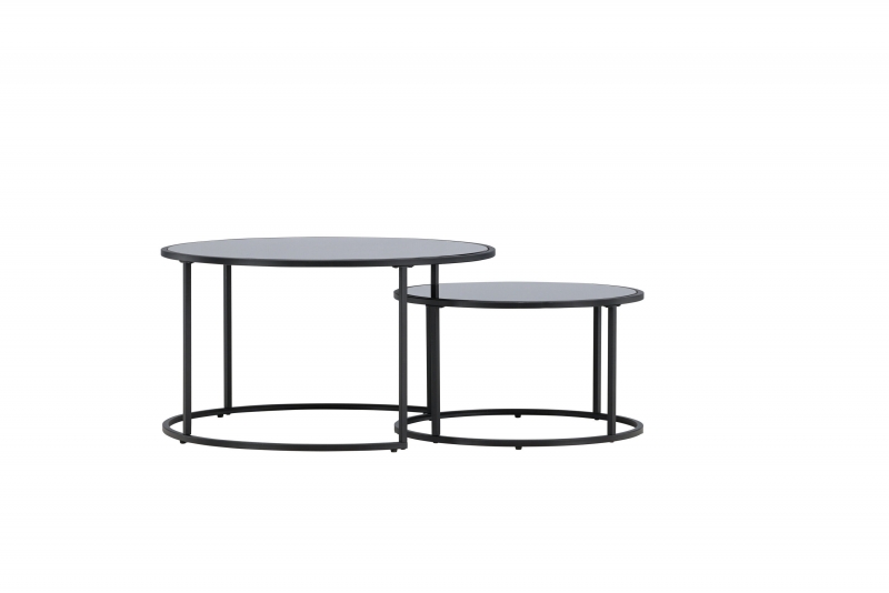 Twin sofabordesæt med Ø79cm og Ø59cm sort