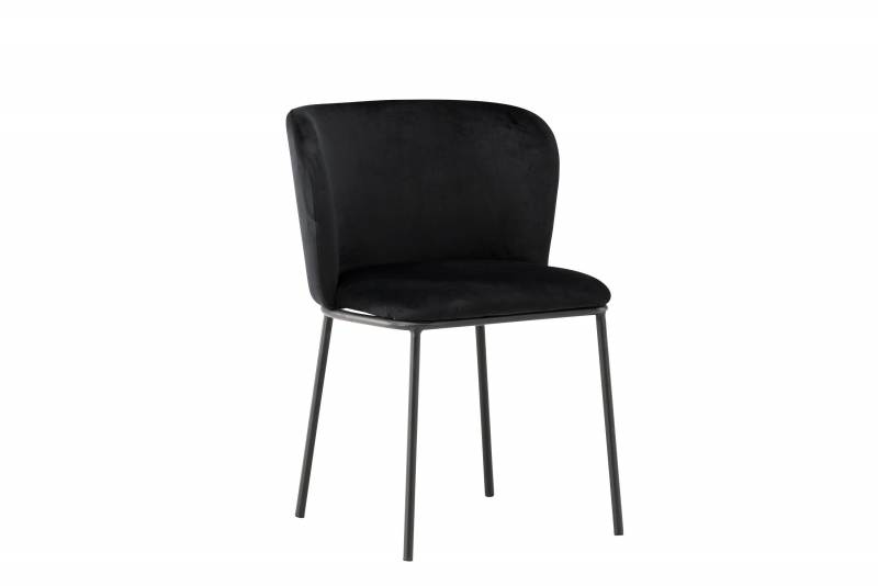 Edina spisebordsstol med sort velour og sorte ben