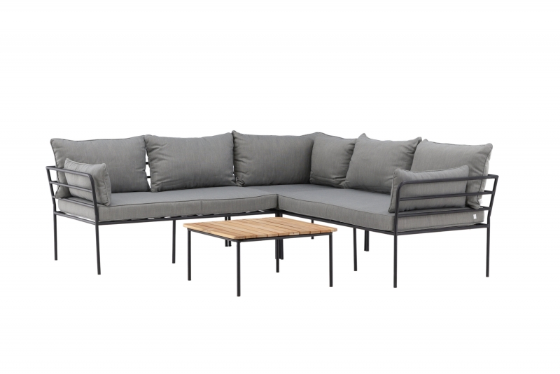 Penh havem&oslash;bels&aelig;t med hj&oslash;rnesofa og bord akacie