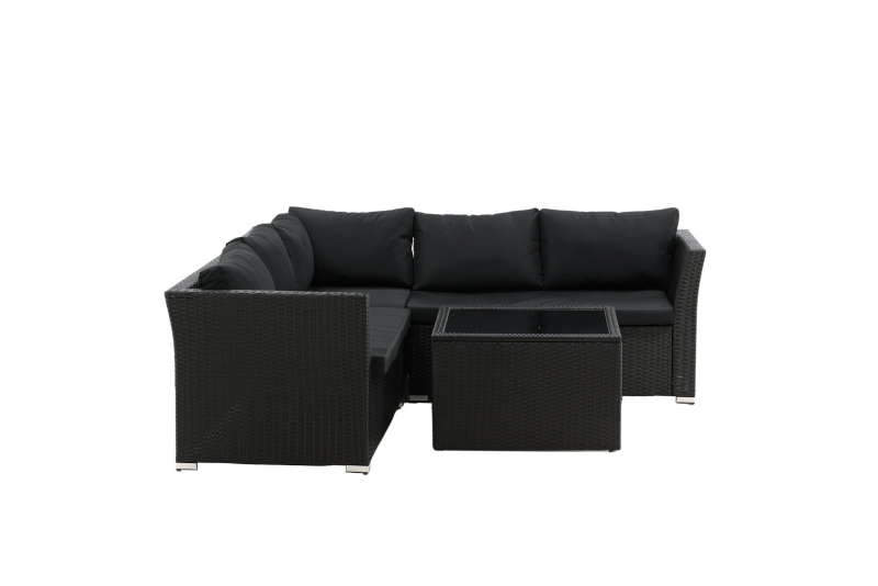 Haiti loungegruppe med bord i rattan sort