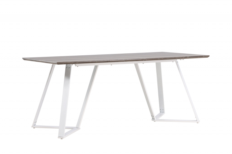 Marina spisebord 180x90 cm i grå MDF med hvide stålben