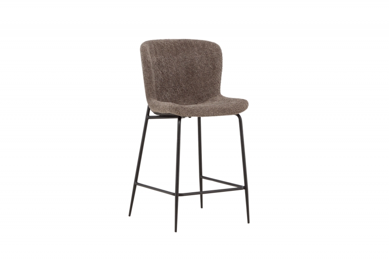 Modesto barstol med ryglæn 65 cm i brun bouclé