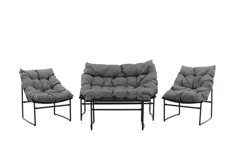 Tina loungegruppe med sofa 2 stole og bord sort