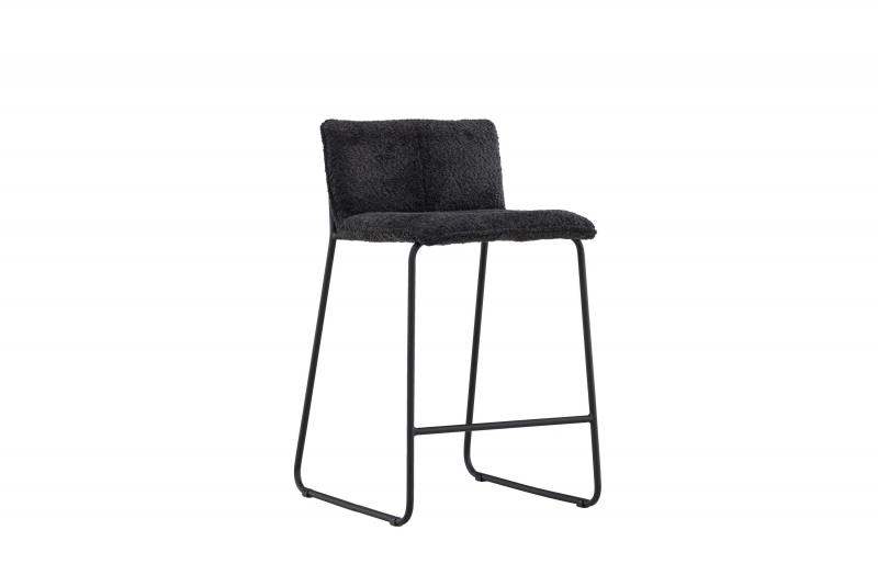 Bisbee barstol 65cm i sort bouclé med stålben