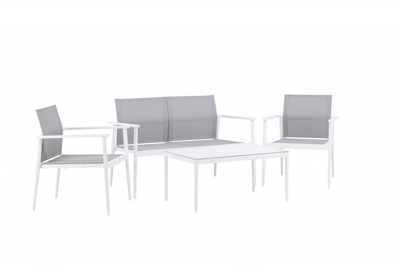 Break loungesæt med sofa 2 stole og bord hvid