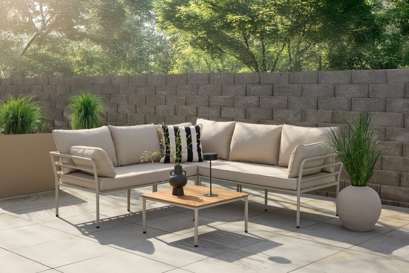 Penh loungesæt med hjørnesofa og bord 198x198x60cm beige