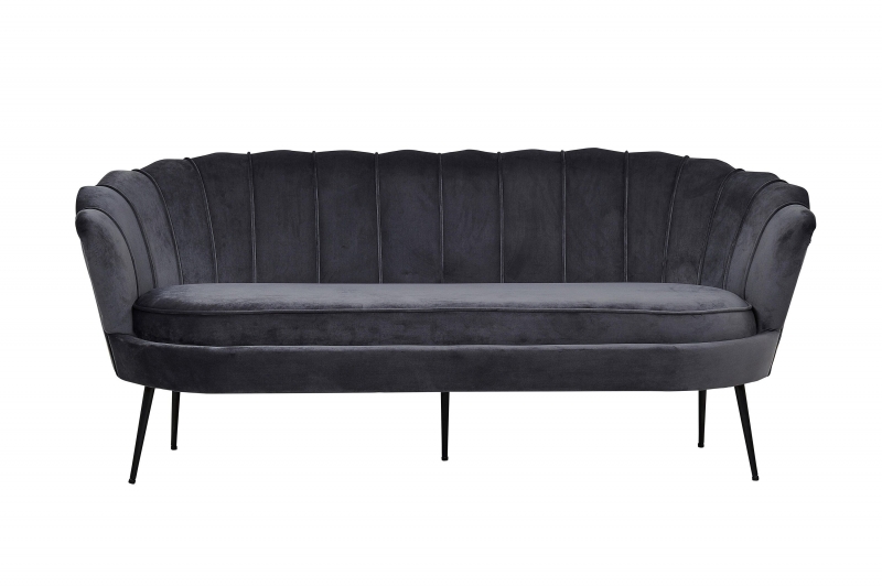 Calais 3-personers sofa 180cm velour m&oslash;rkegr&aring;