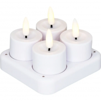 Cozzy ekstra LED fyrfadslys 5cm Ø3,9cm plast genopladelig hvid, 4 stk