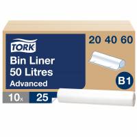 Tork B1 affaldsposer 50 liter transparent, 204060 25 poser pr rulle